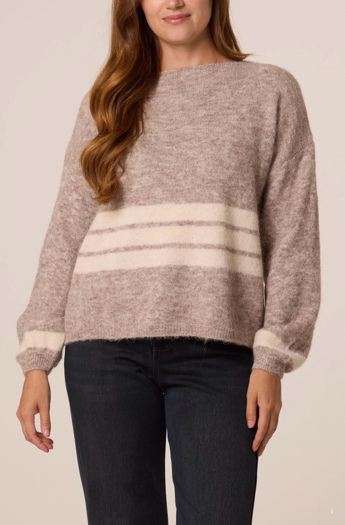 Striped Cosy Jumper ~ Mocha