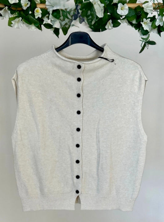 Button Up Knitted Waistcoat ~ Cream