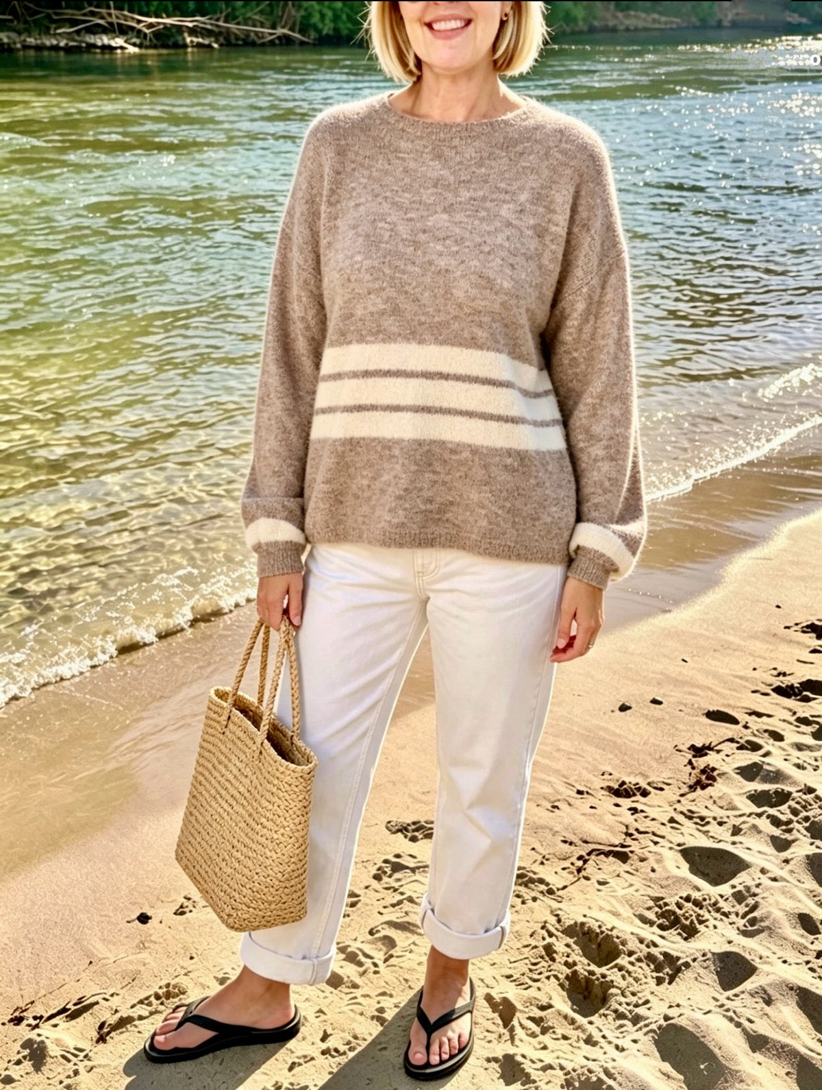 Striped Cosy Jumper ~ Mocha