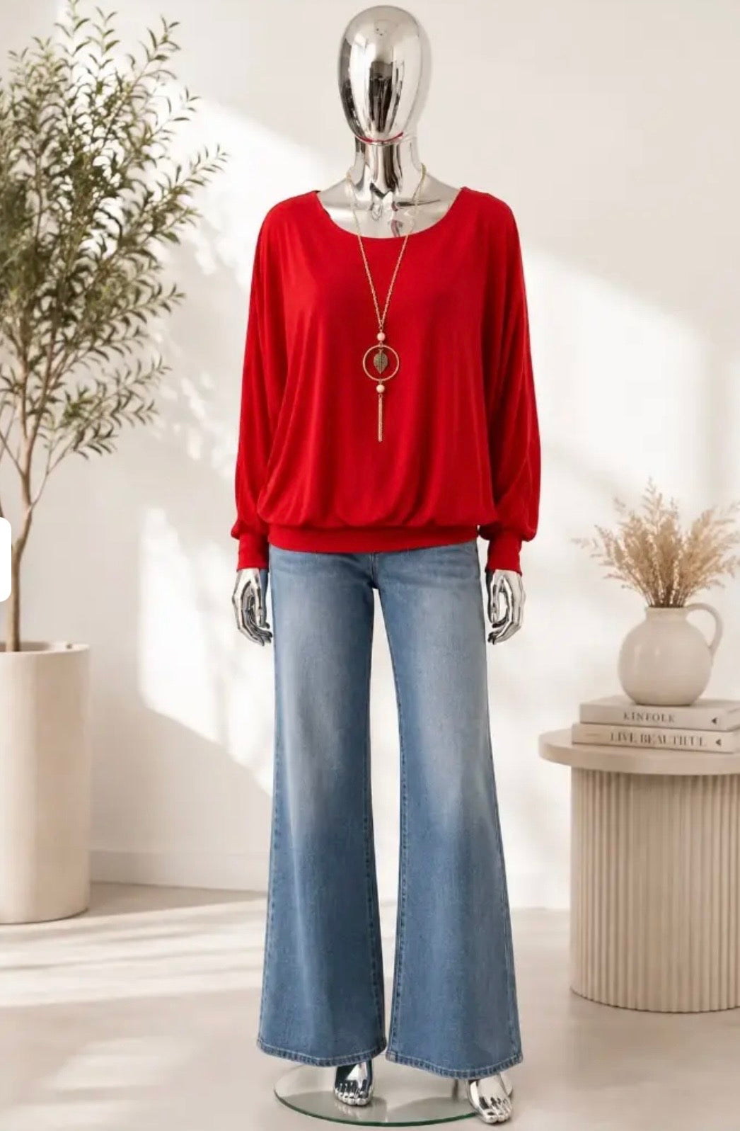 Chiffon Top & Necklace ~ Royal blue