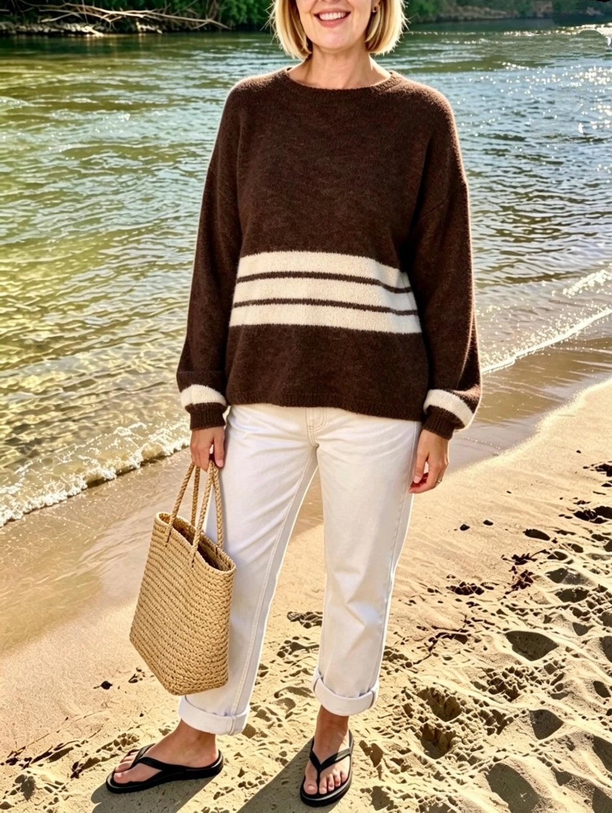 Striped Cosy Jumper ~ Brown