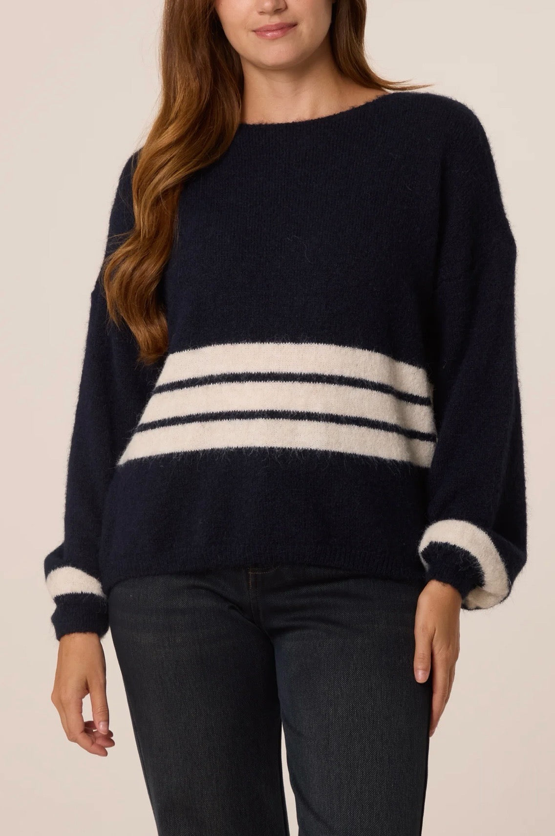 Striped cosy jumper ~ Navy