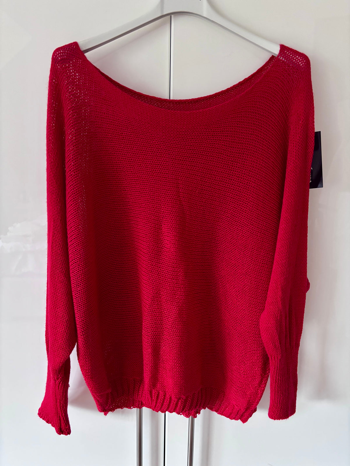 Fine Knit Jumper ~ Navy & Red