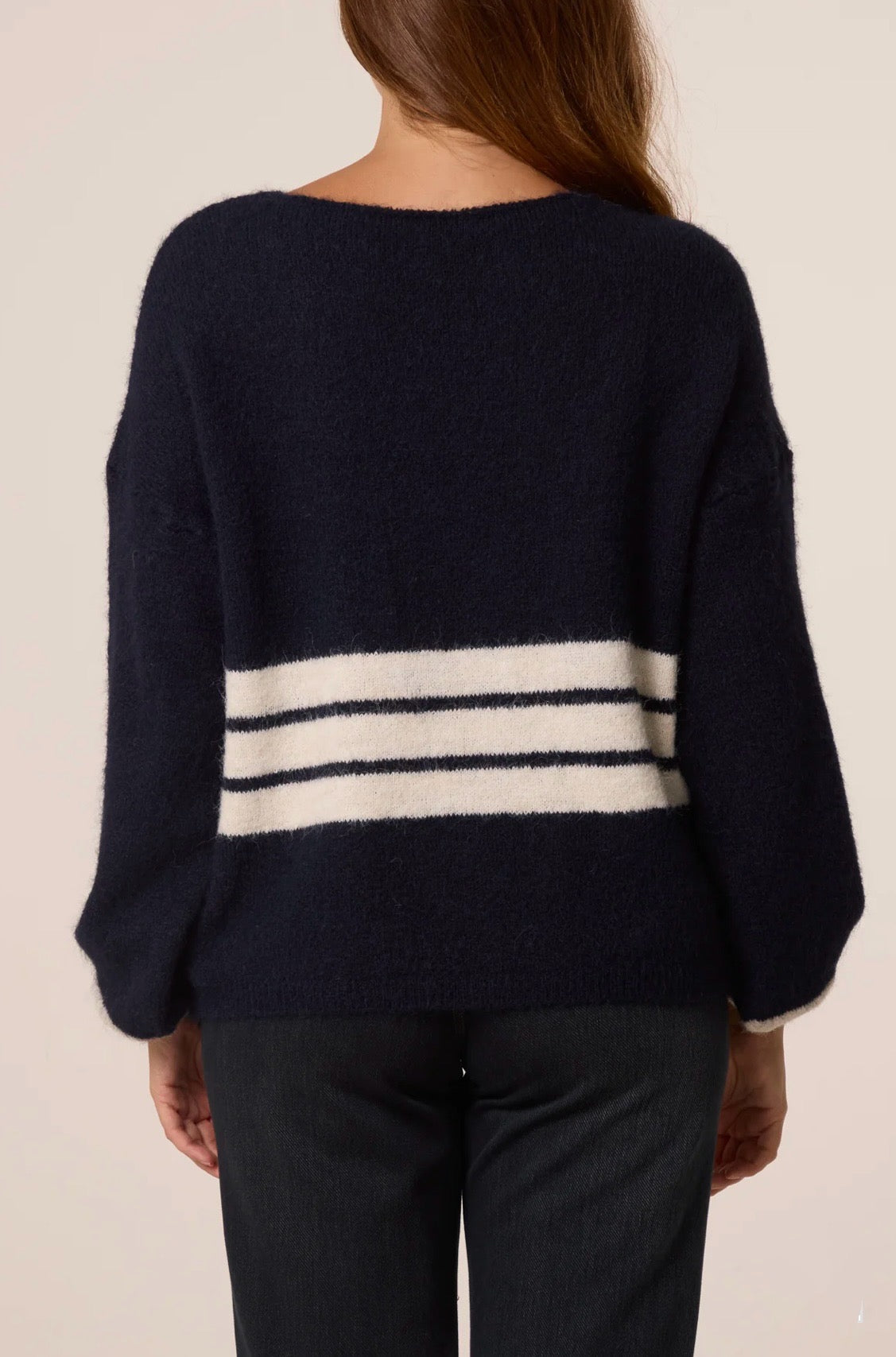 Striped cosy jumper ~ Navy