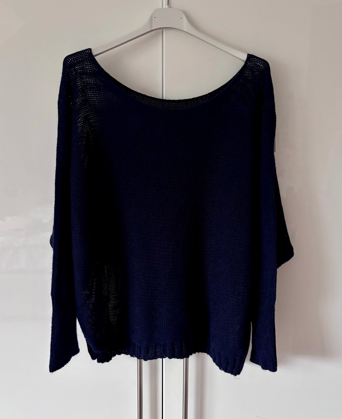 Fine Knit Jumper ~ Navy & Red